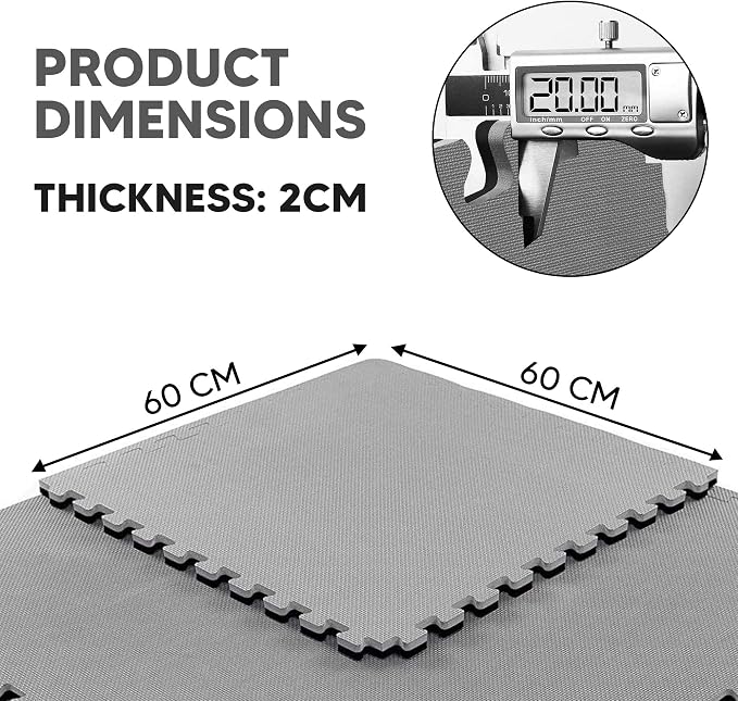 Extra Thick 2cm EVA Foam Interlocking Exercise Mats – Non-Slip Gym Flooring Tiles for Home Workouts